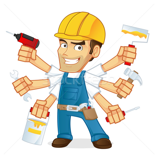 Bricoleur cartoon illustration travaux fond travailleur [[stock_photo]] © user_8928535