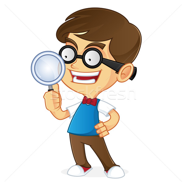 Nerd cartoon illustration main homme [[stock_photo]] © user_8928535