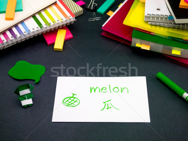 Learning New Language Making Original Flash Cards; Mandarin Stock photo © user_9323633