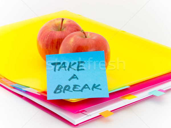 Stock photo: Office Documents and Apples; Take a Break