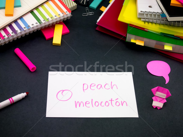 Learning New Language Making Original Flash Cards; Spanish Stock photo © user_9323633