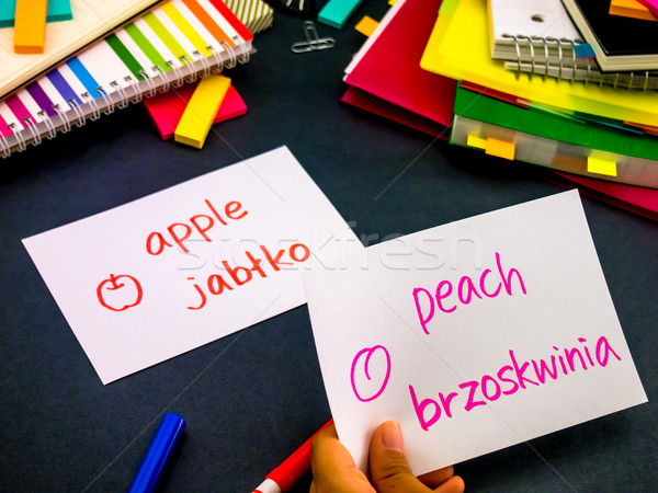 Learning New Language Making Original Flash Cards; Polish Stock photo © user_9323633