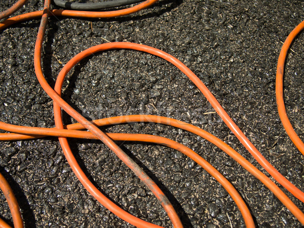 Oranje koord grond werk achtergrond kabel Stockfoto © user_9323633