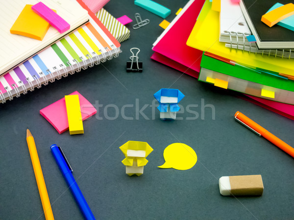 Little Origami Ninjas Helping Your Work on Your Desk When You Ar Stock photo © user_9323633