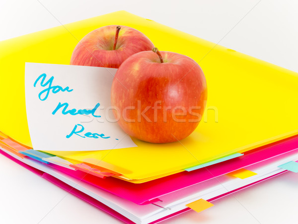Stock photo: Office Documents and Apples; You Need Rest