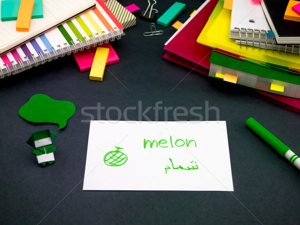 Learning New Language Making Original Flash Cards; Arabic Stock photo © user_9323633