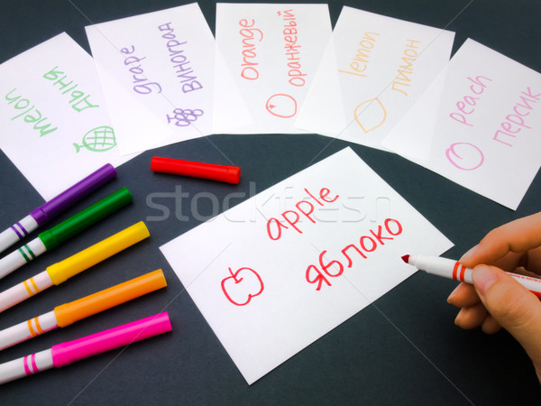 Making Language Flash Cards; Russian Stock photo © user_9323633