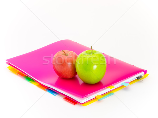 Iroda iratok almák ajándék gyümölcsök üzenetek Stock fotó © user_9323633