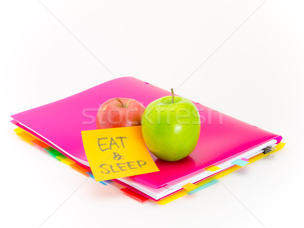 Office Documents and Apples; Eat and Sleep Stock photo © user_9323633