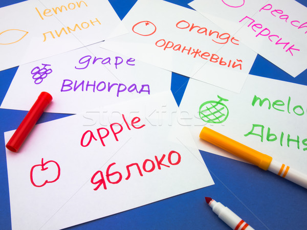 Making Language Flash Cards; Russian Stock photo © user_9323633