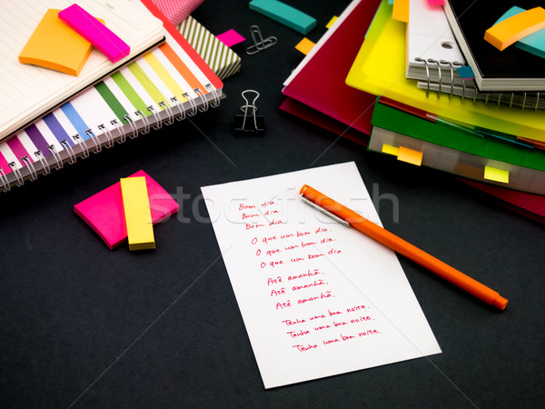 Stock photo: Learning New Language Writing Words Many Times on the Notebook; 
