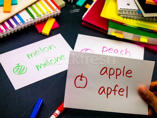 Learning New Language Making Original Flash Cards; German Stock photo © user_9323633