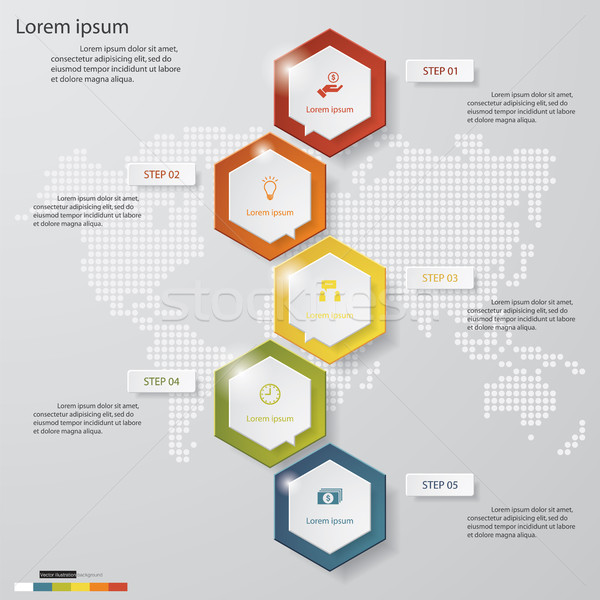 abstract 5 steps template with free space. EPS10. Stock photo © user_9385040