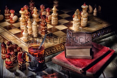 Chess, Tea And Books Stock photo © user_9834712
