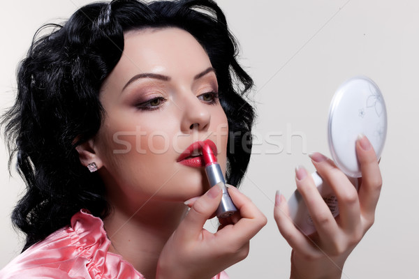 Foto stock: Cosméticos · jóvenes · mujer · hermosa · mano