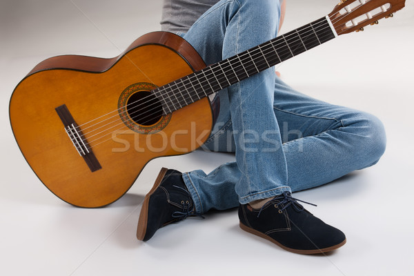 Pernas guitarra estúdio música fundo homens Foto stock © user_9834712