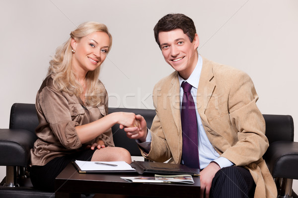 Young Woman And Man with a notebook Stock photo © user_9834712