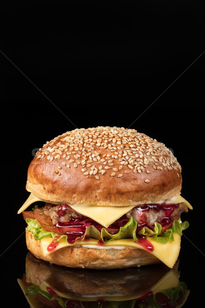 Burger legume carne de vită tomate rapid proaspăt Imagine de stoc © user_9834712