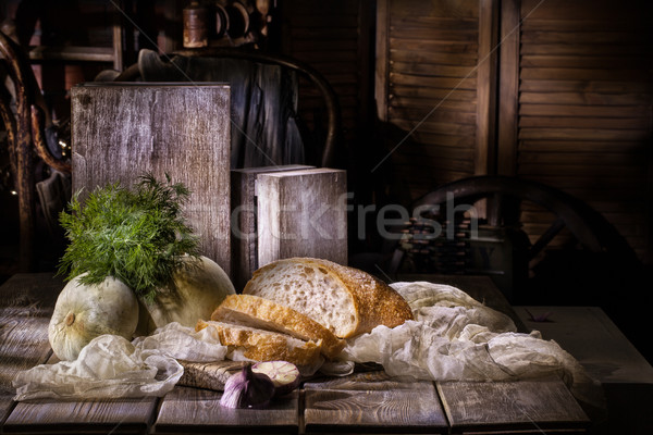 Natureza morta pão legumes vintage estúdio grupo Foto stock © user_9834712