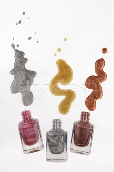 Drie flessen glazuur geïsoleerd glas achtergrond Stockfoto © user_9834712