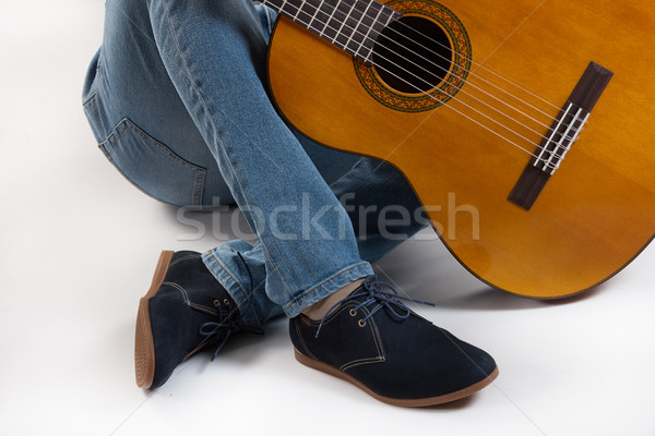 Foto stock: Piernas · guitarra · estudio · música · fondo · hombres