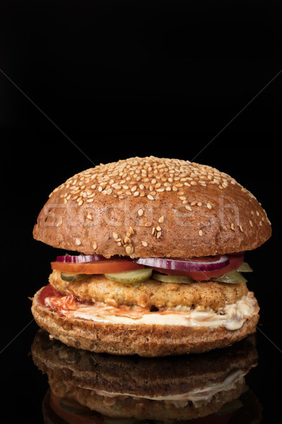 Imagine de stoc: Burger · legume · carne · de · vită · tomate · rapid · proaspăt