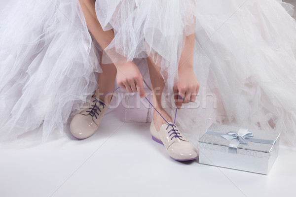 Gambe abito da sposa studio mano donne finestra Foto d'archivio © user_9834712