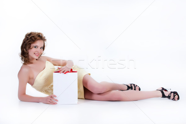 Young Emotional Woman With Paper Bag Stock photo © user_9834712