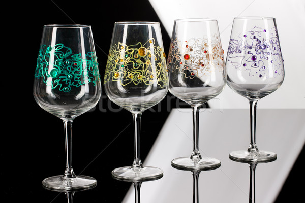 Wineglasses On Glass Background Stock photo © user_9834712