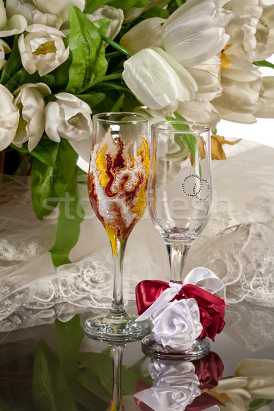 Wineglasses On Glass Background Stock photo © user_9834712