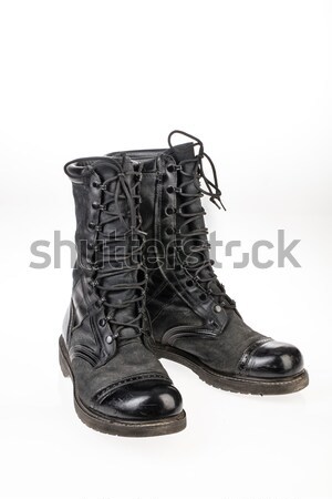 Pair Of High Army Boots stock photo 