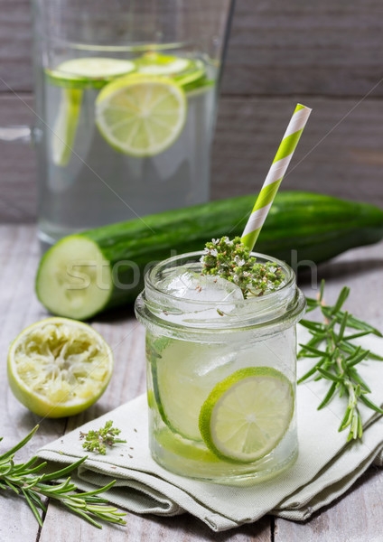 Cucumber lime lemonade with rosemary and thyme Stock photo © user_9870494