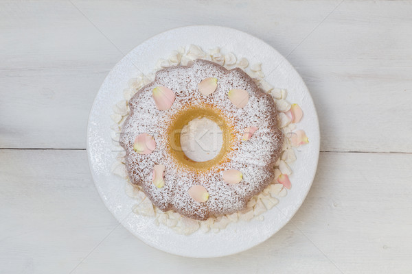 кольца торт сахарной пудры цветок десерта Сток-фото © user_9870494