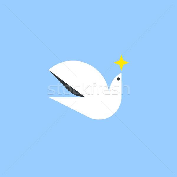 White dove holding star in the sky. Logo template of pigeon Stock photo © ussr