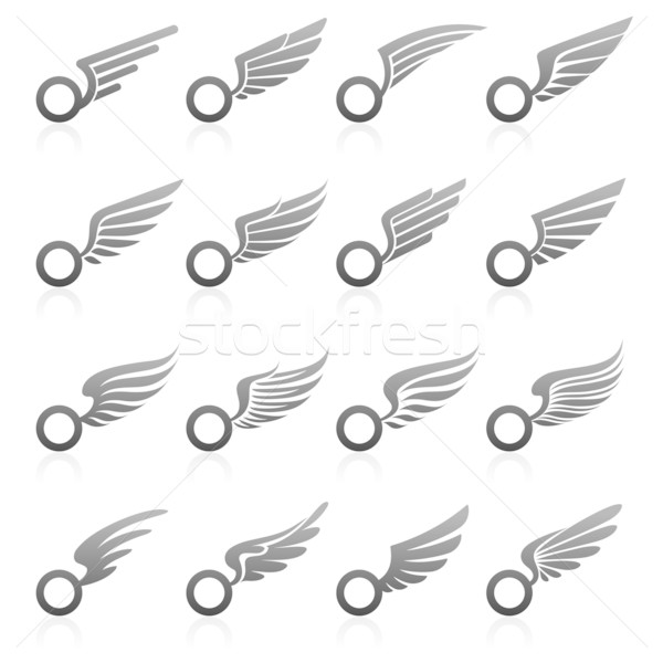 Сток-фото: крыльями · вектора · логотип · шаблон · набор · Элементы