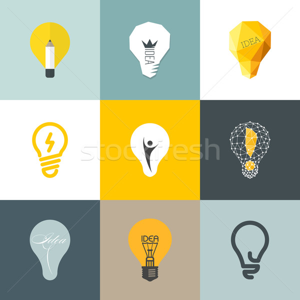 Stock photo: Creative light bulb. Collection of design elements