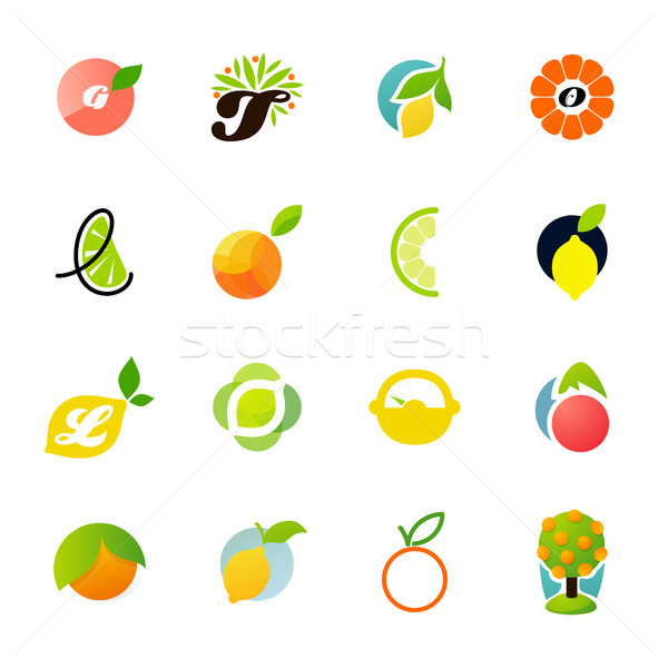 Citrus family - lemon, orange, lime, tangerine, grapefruit. Vector logo templates set Stock photo © ussr