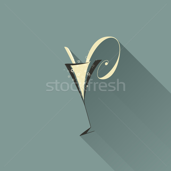 Glass of champagne with long shadow. Vector illustration Stock photo © ussr