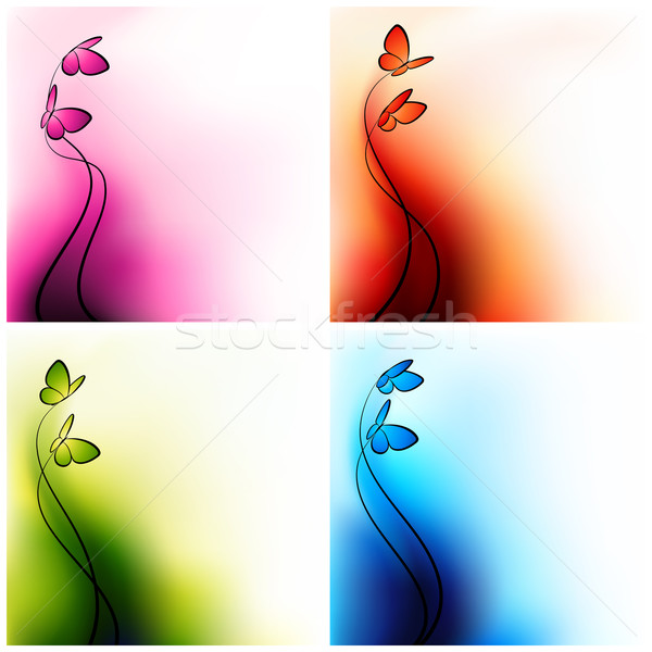Stock photo: Butterflies on abstract background.