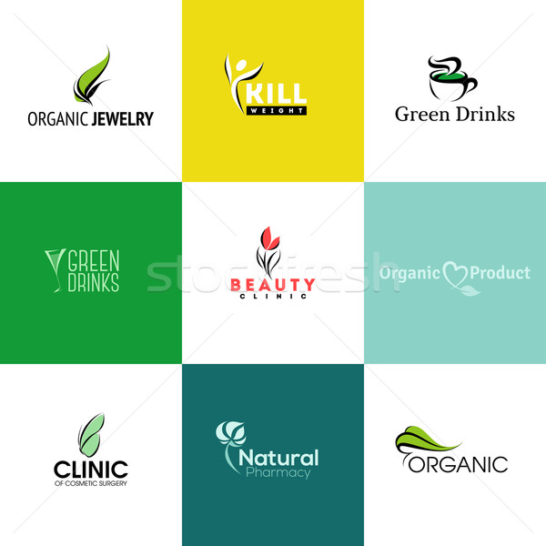 Foto stock: Conjunto · naturalismo · orgânico · produtos · logotipo · templates