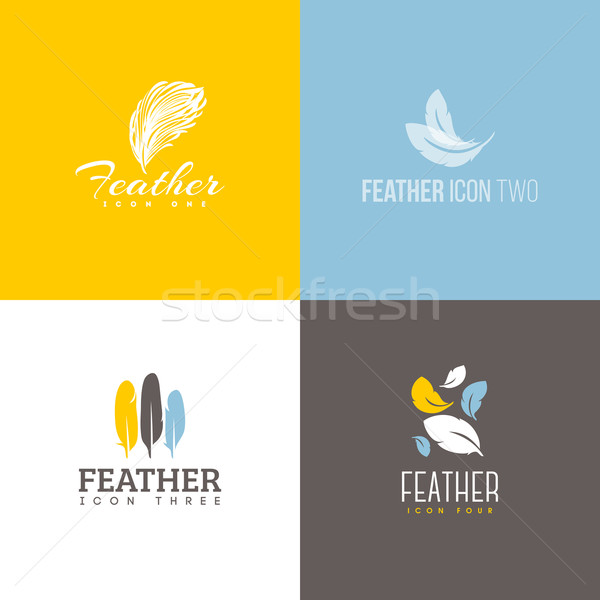 Feather icon. Set of logo design vector templates Stock photo © ussr