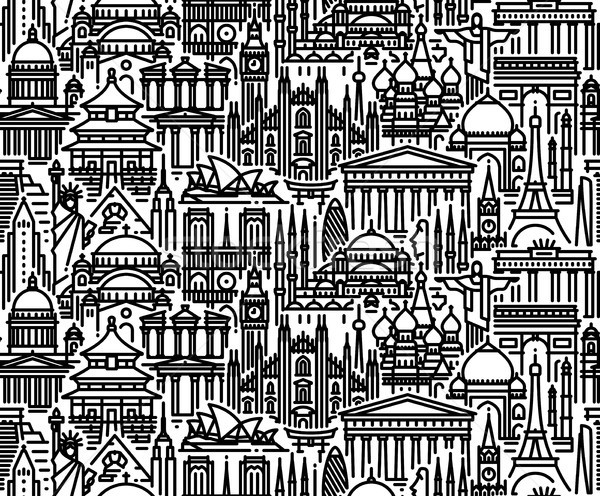 Seamless pattern with cityscape of worlds most popular tourist attractions Stock photo © ussr