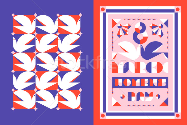Greeting card template and poster for the 8 th of March international womens day with white dove and Stock photo © ussr