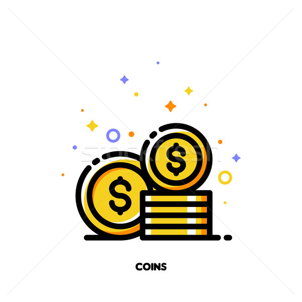 Icon of coins stack for money concept. Flat filled outline style Stock photo © ussr