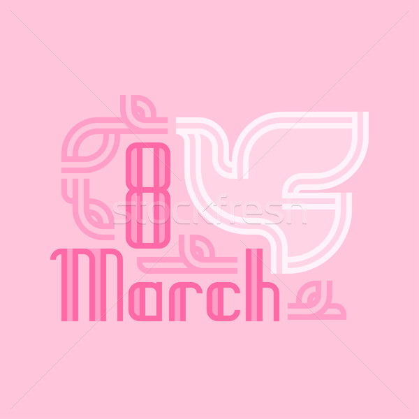 International women's day greeting card with white dove and 8 March retro lettering on pink backgrou Stock photo © ussr