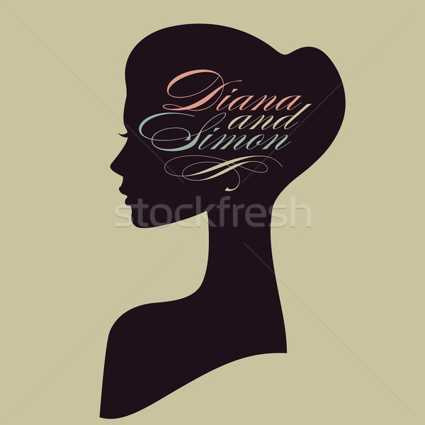 Beautiful female face silhouette in profile. Wedding vector desi Stock photo © ussr