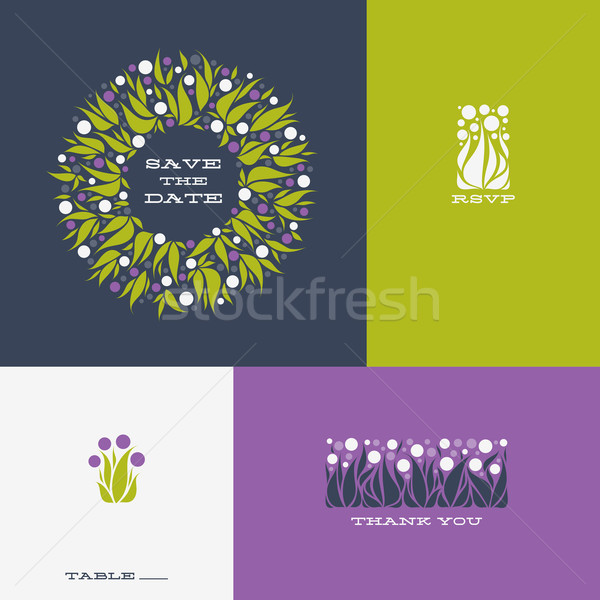 Floral design elements and wreath of Allium. Vector illustration Stock photo © ussr