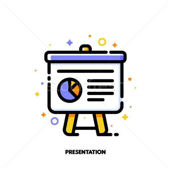 Icon of presentation with business analytics for office work Stock photo © ussr
