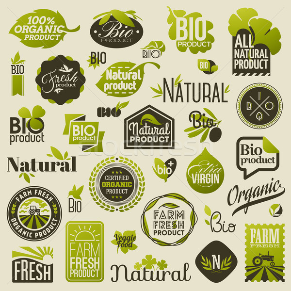 Natural organic product labels, emblems and badges. Set of vector design elements Stock photo © ussr