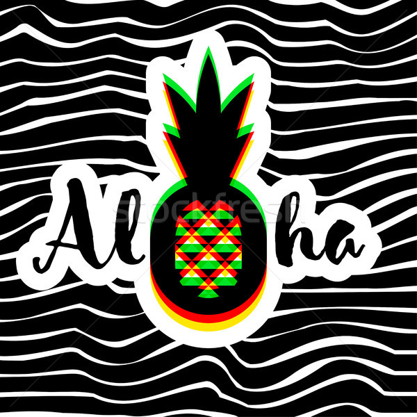 Poster or print with modern geometric pineapple and Aloha lettering Stock photo © ussr